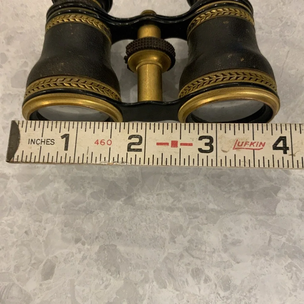Antique France Style Brass & Black Opera Theater Glasses - Clear Lenses
